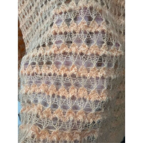 Anthropologie Orange sheer Open-Stitch Pullover Sweater oversized sz XS - Picture 7 of 7
